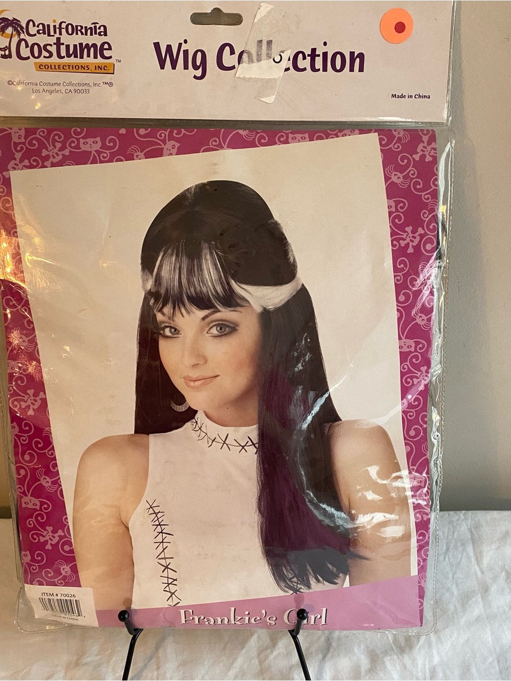 Frankie’s Girl Black Wig with White Streak Halloween Costume NWT